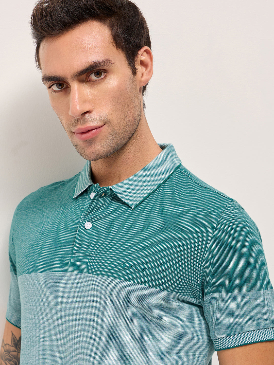 Men Teal Slim Fit Polo