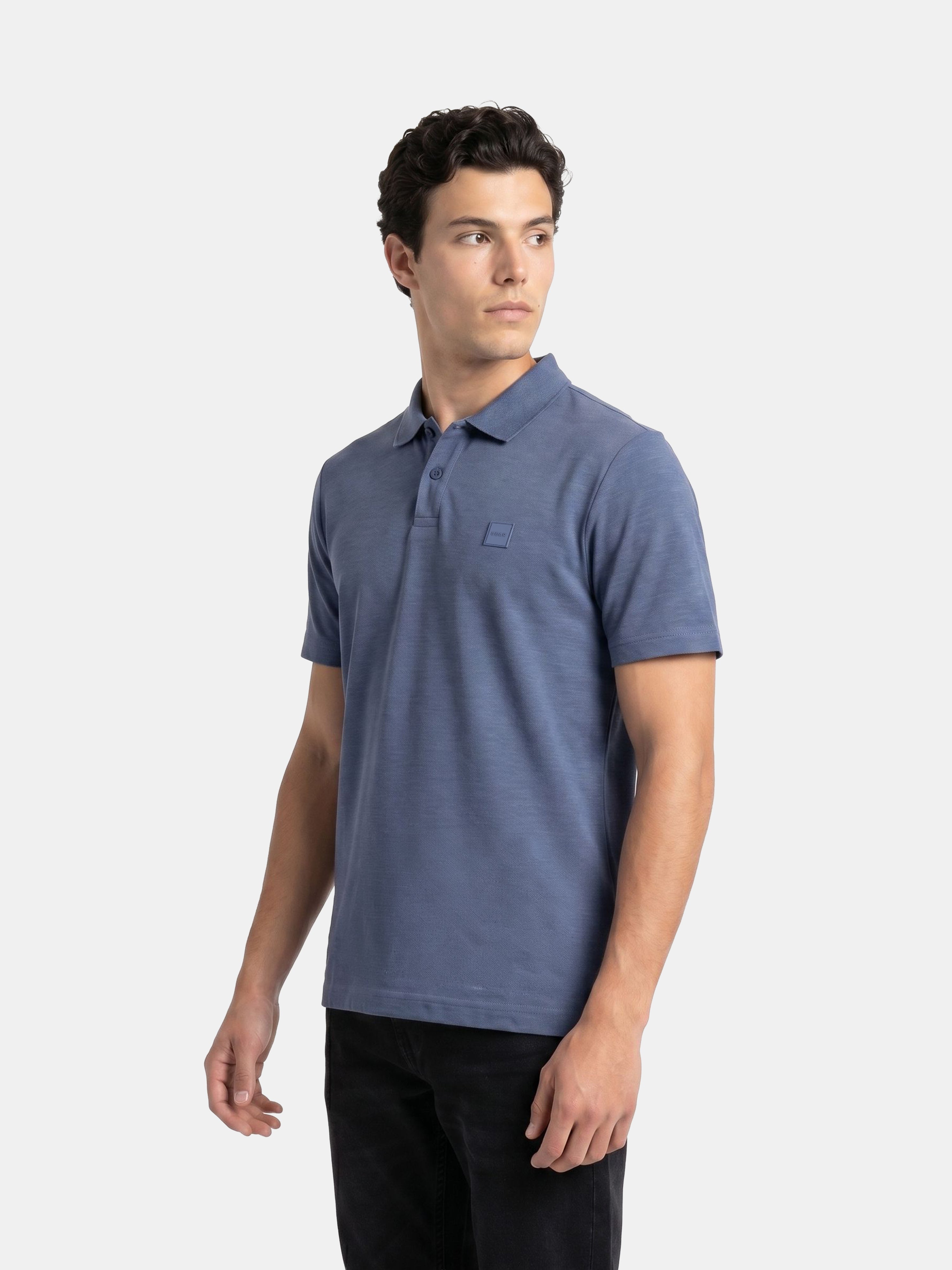 Men Blue Solid Cotton Polo T-Shirt