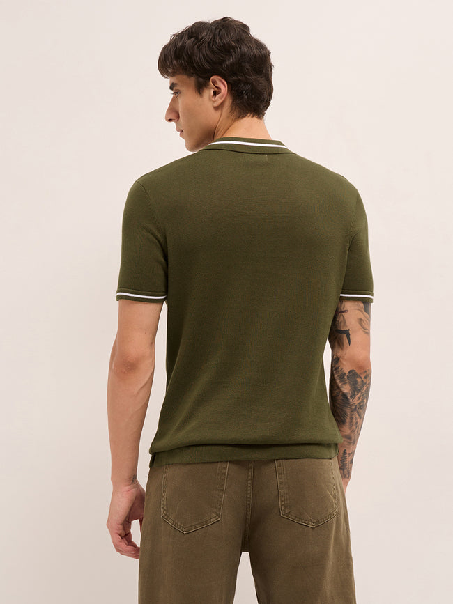 Men Cotton Textured Polo T-Shirt