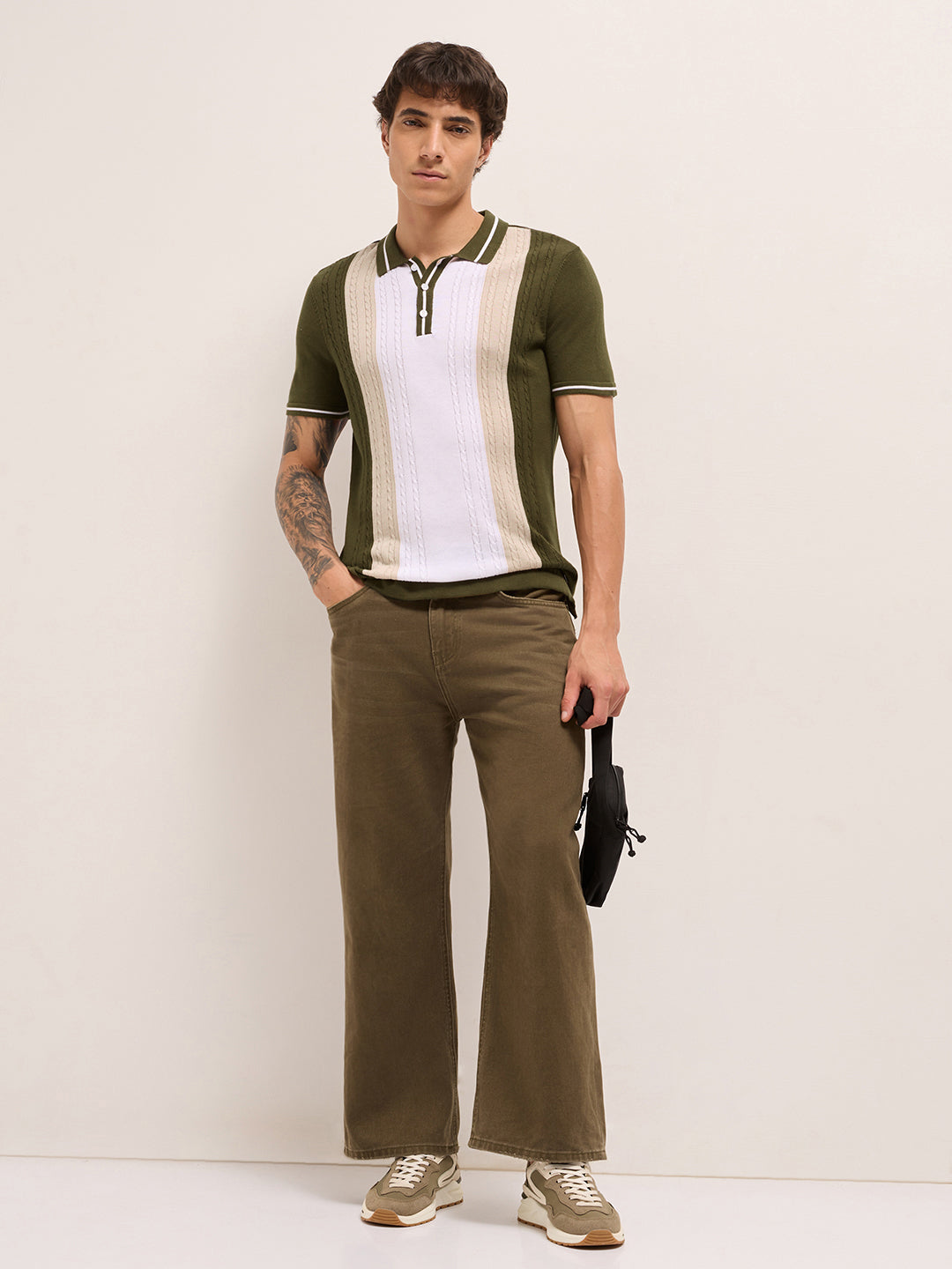 Men Cotton Textured Polo T-Shirt