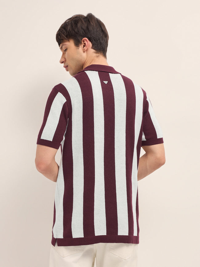 Men Cotton Striped Polo T-Shirt