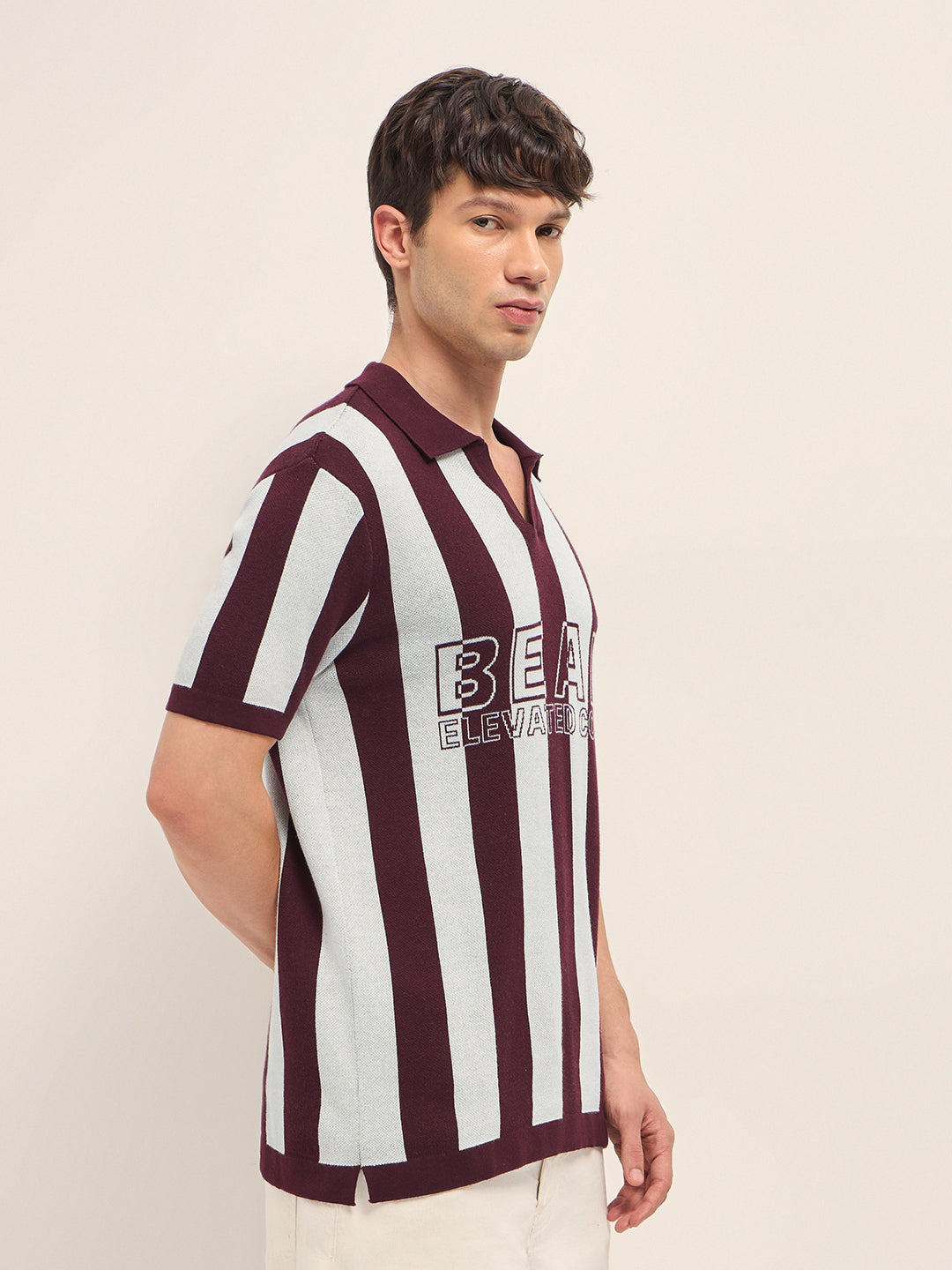 Men Cotton Striped Polo T-Shirt