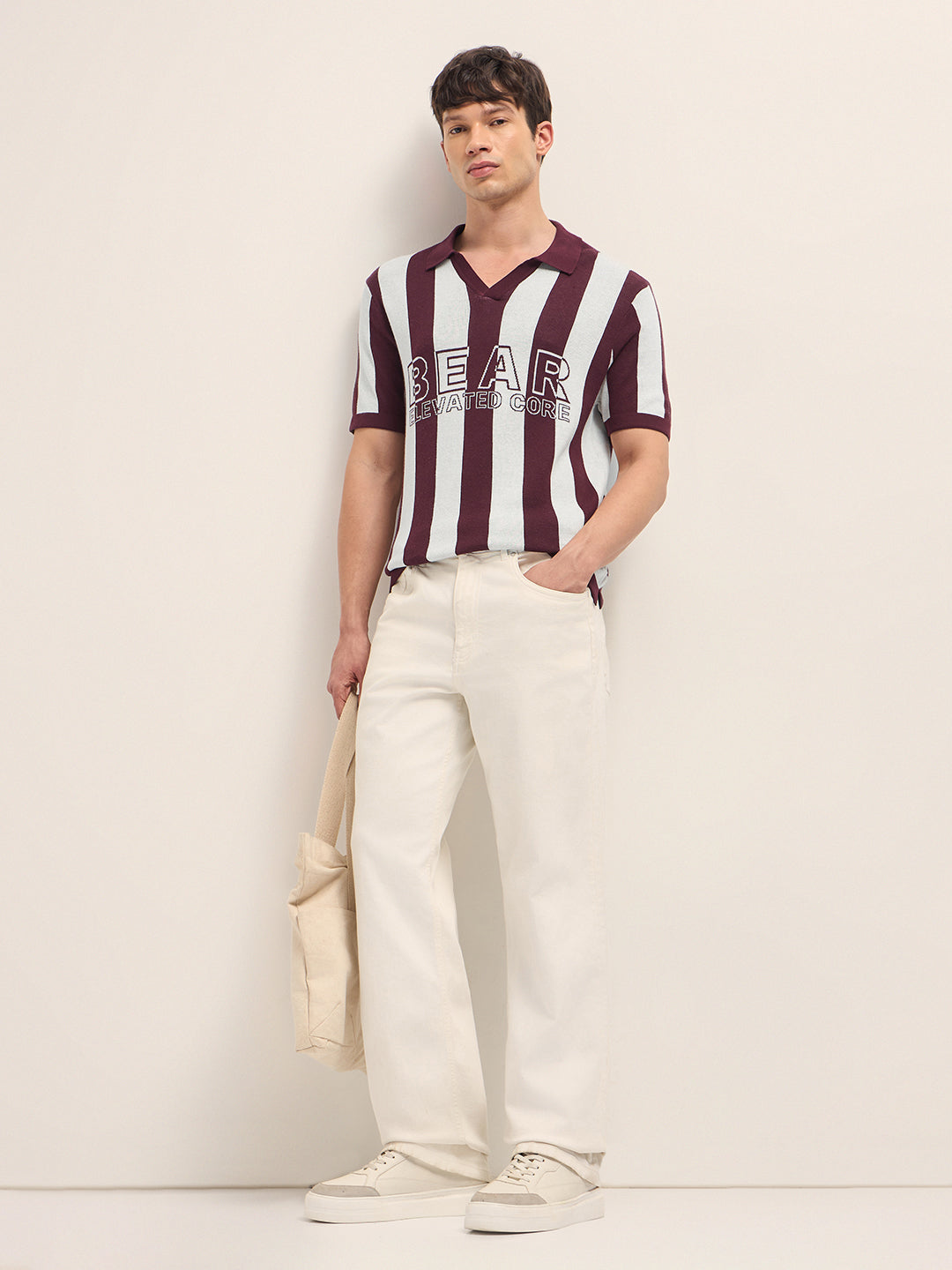 Men Cotton Striped Polo T-Shirt