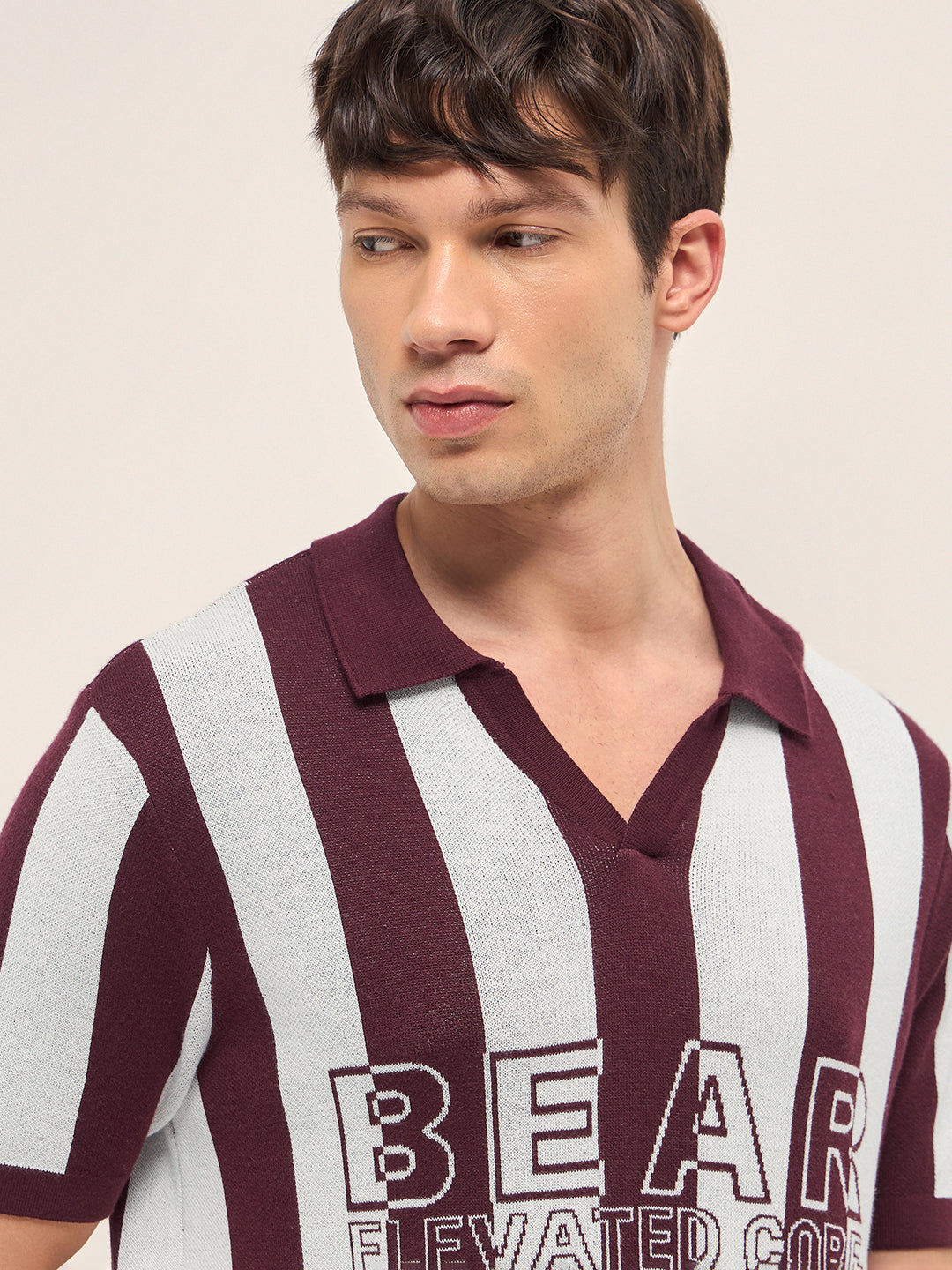 Men Cotton Striped Polo T-Shirt