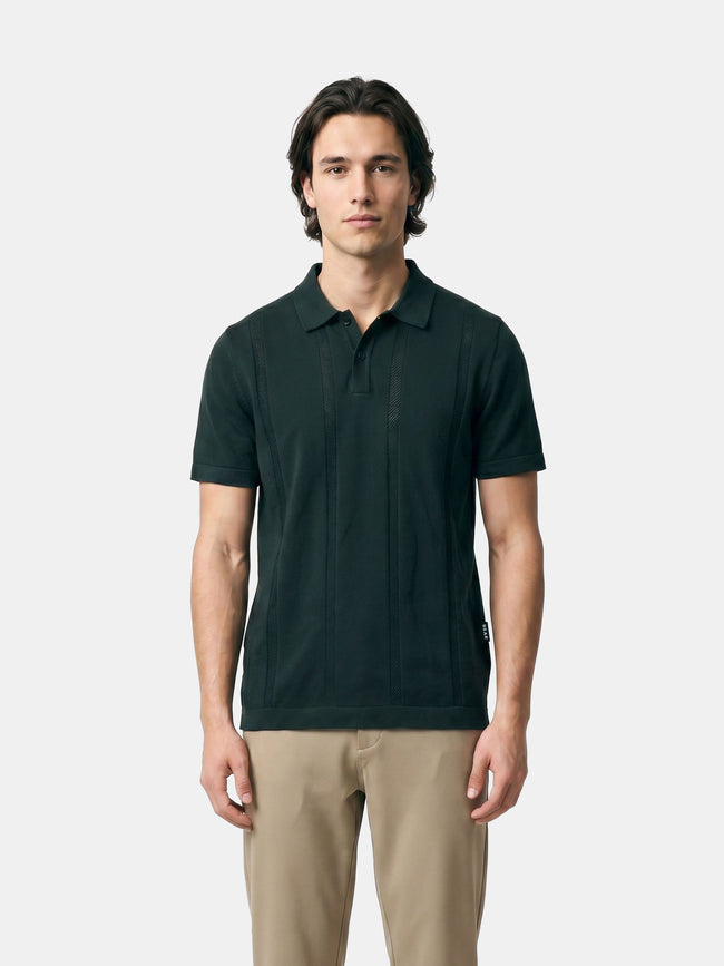 Men Green Solid Cotton Flat Knit Polo T-Shirt