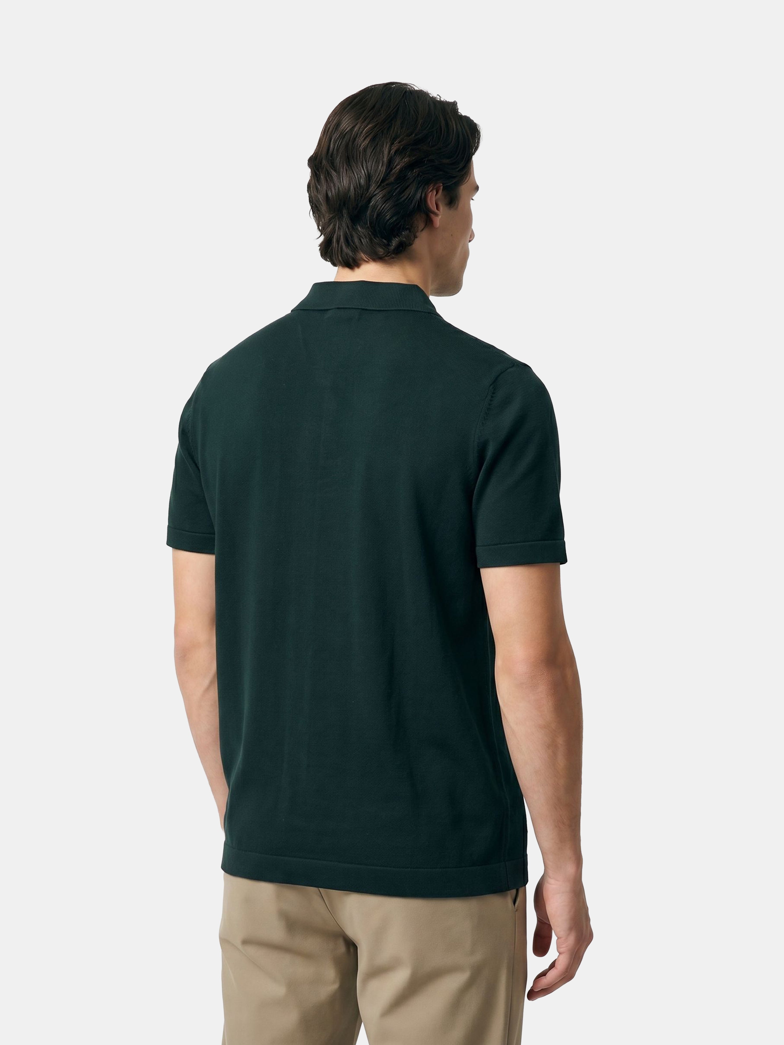 Men Green Solid Cotton Flat Knit Polo T-Shirt