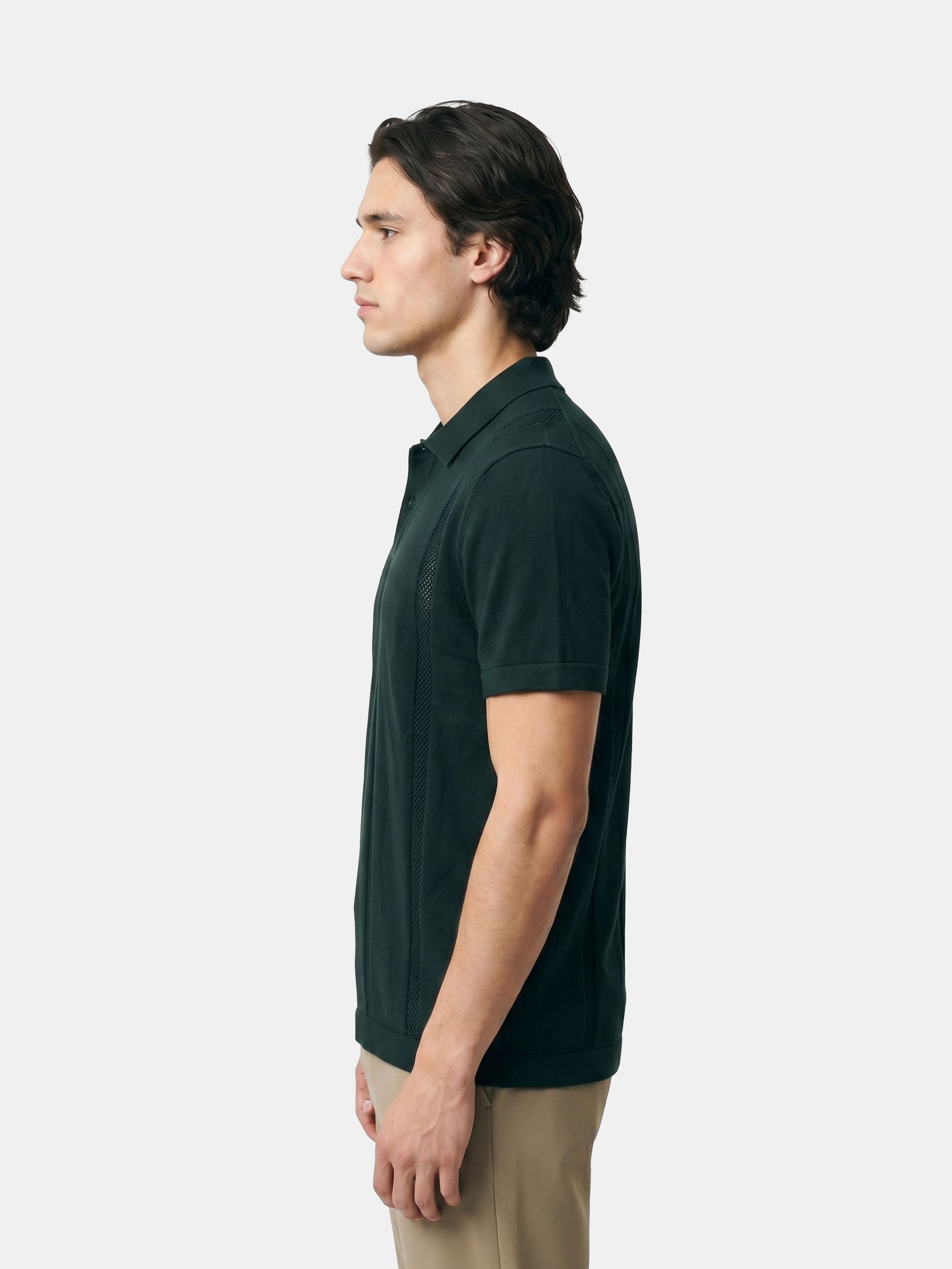 Men Green Solid Cotton Flat Knit Polo T-Shirt