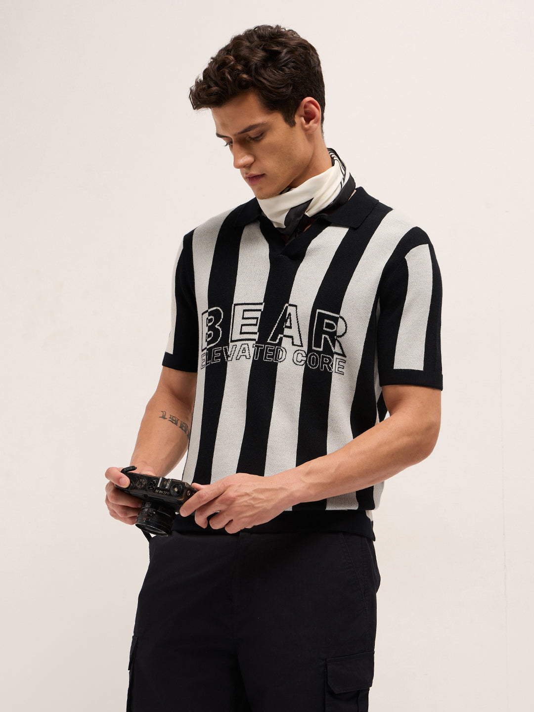 Men Cotton Striped Polo T-Shirt