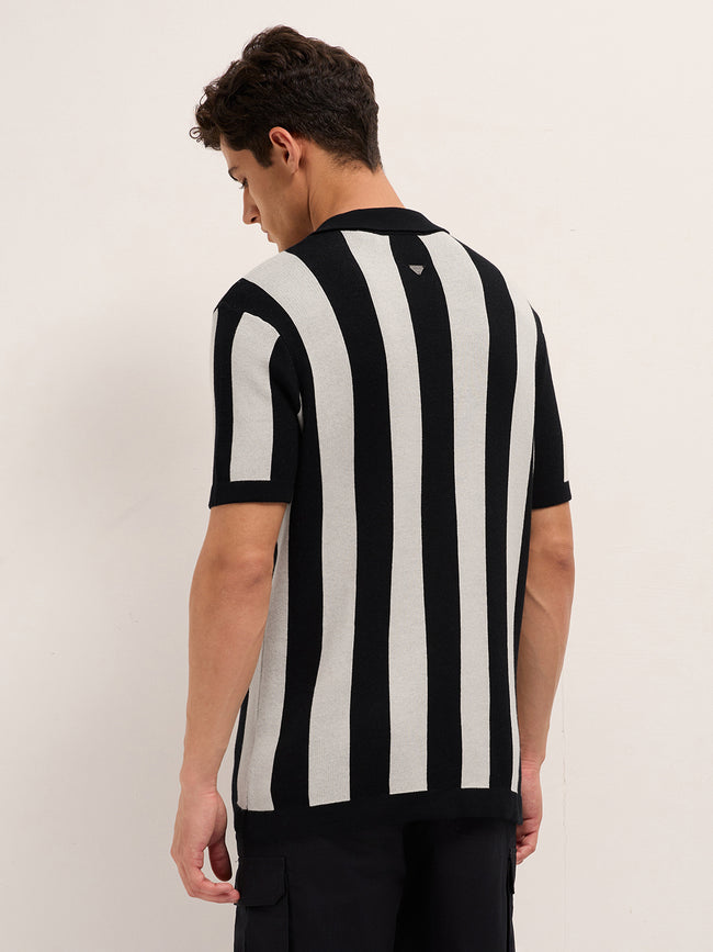 Men Cotton Striped Polo T-Shirt