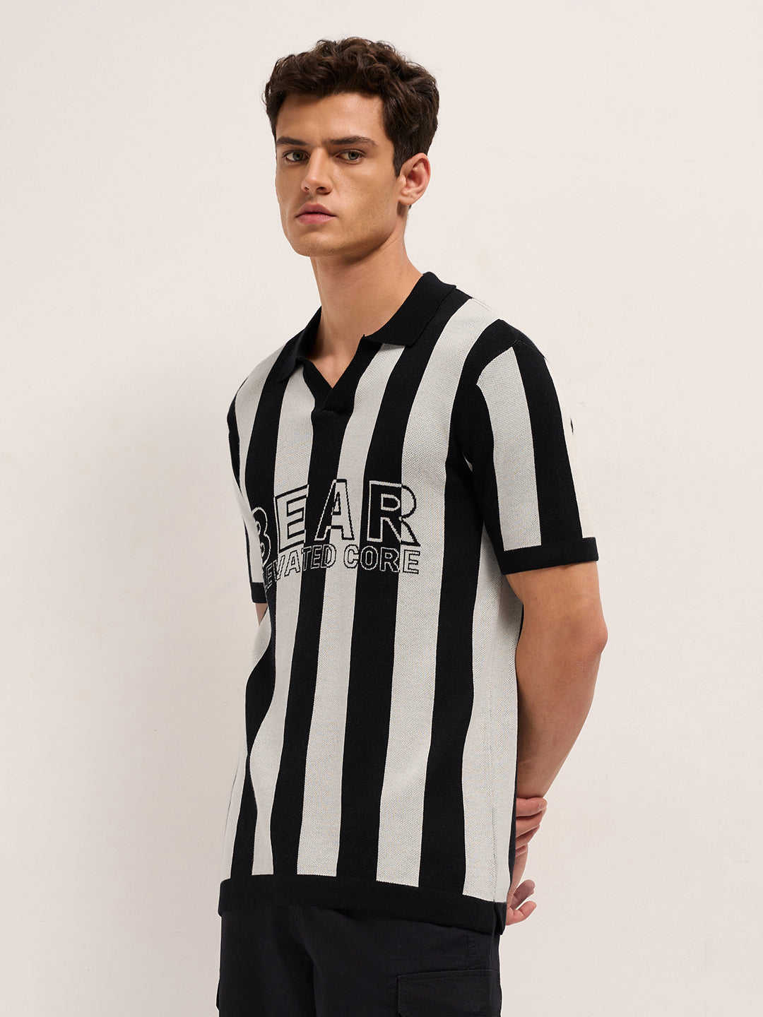 Men Cotton Striped Polo T-Shirt