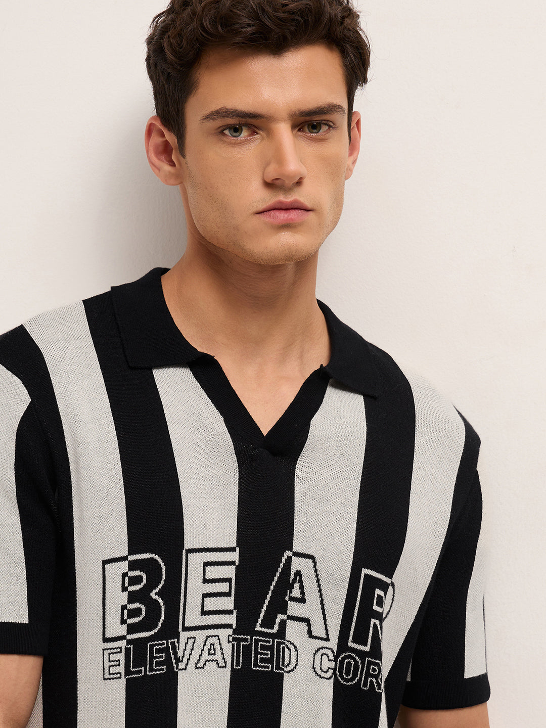 Men Cotton Striped Polo T-Shirt