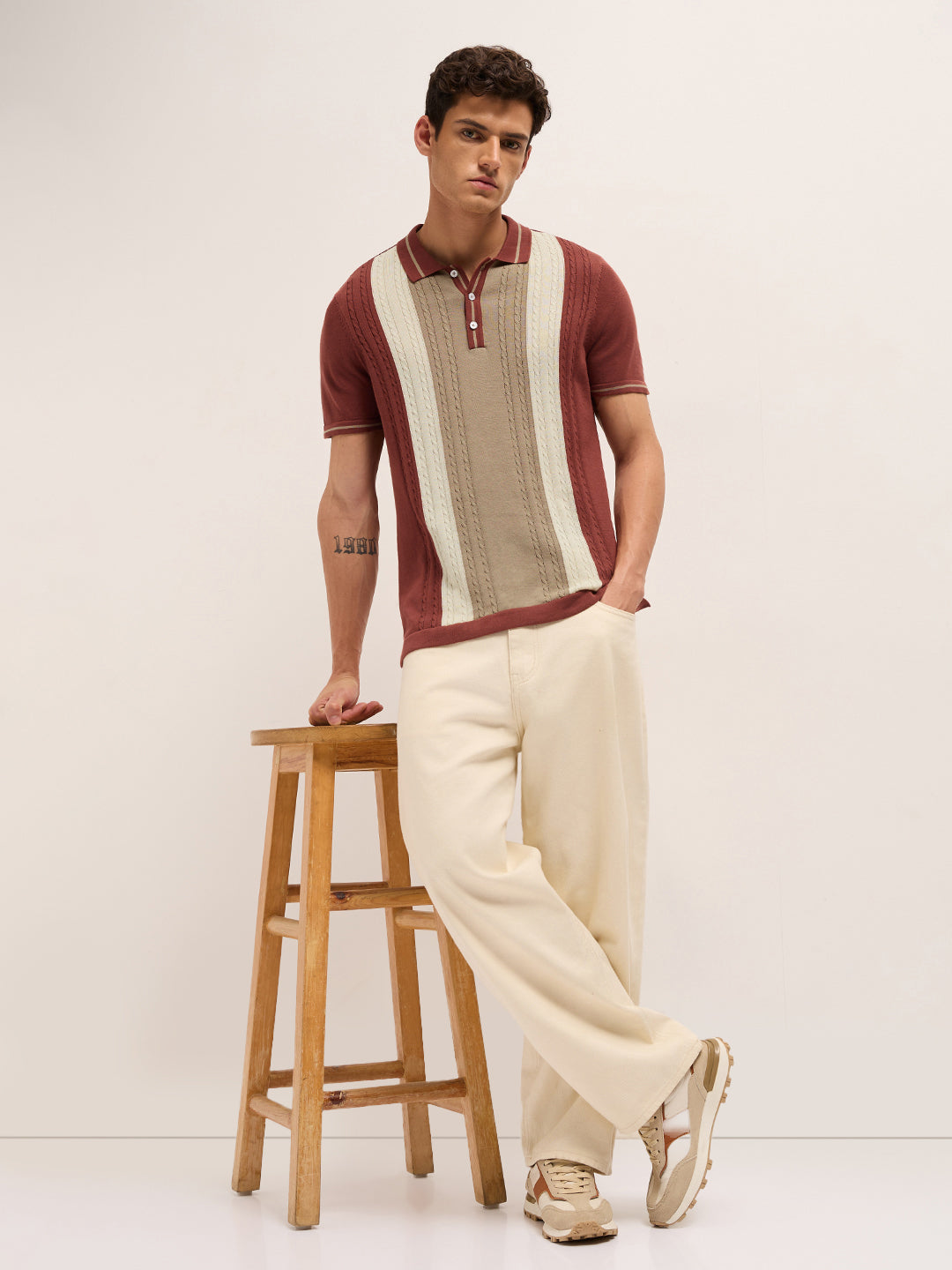 Men Cotton Colorblocked Polo T-Shirt