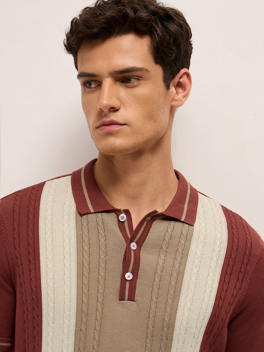 Men Cotton Colorblocked Polo T-Shirt