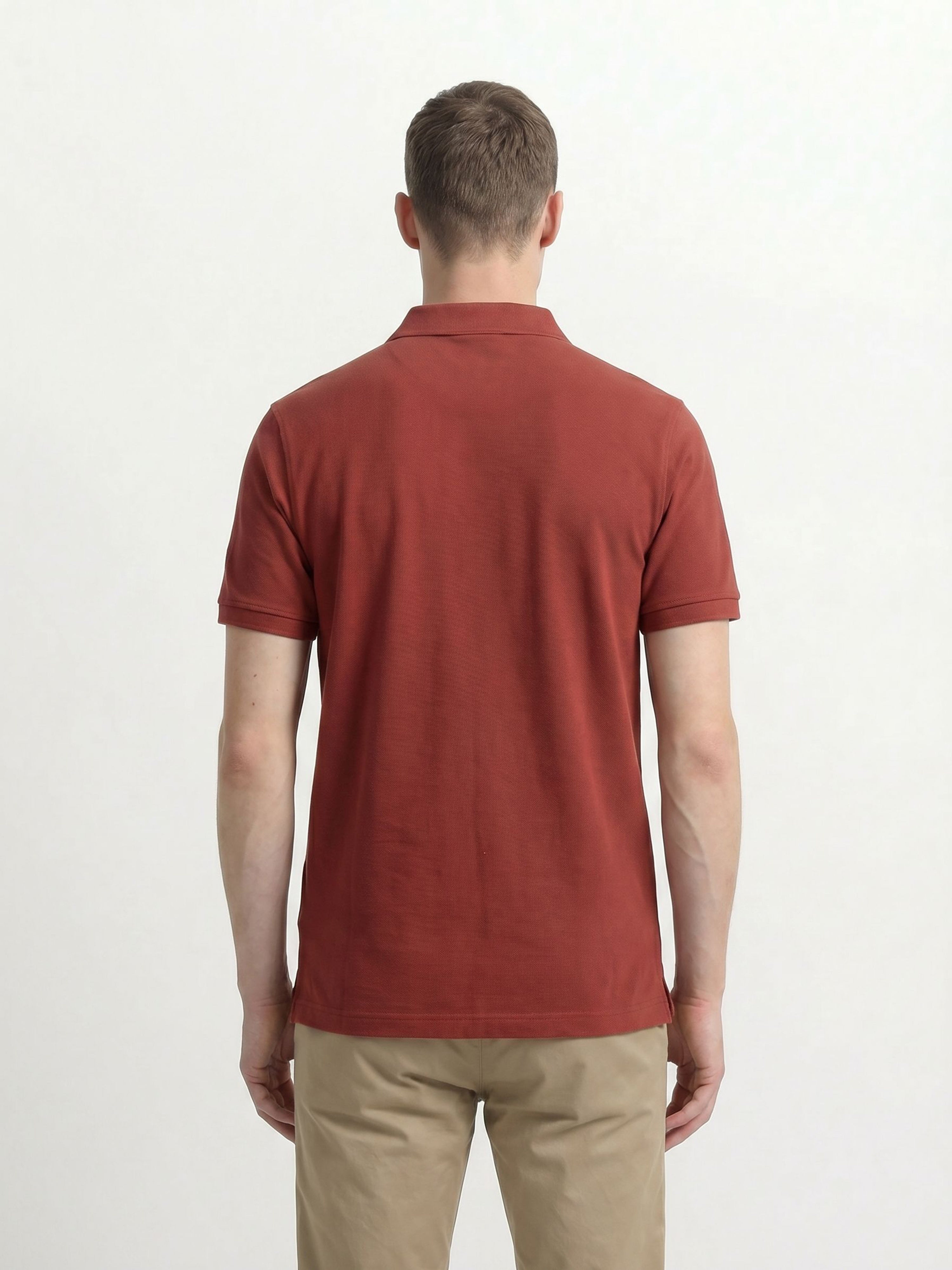 Men Maroon Solid Cotton Polo