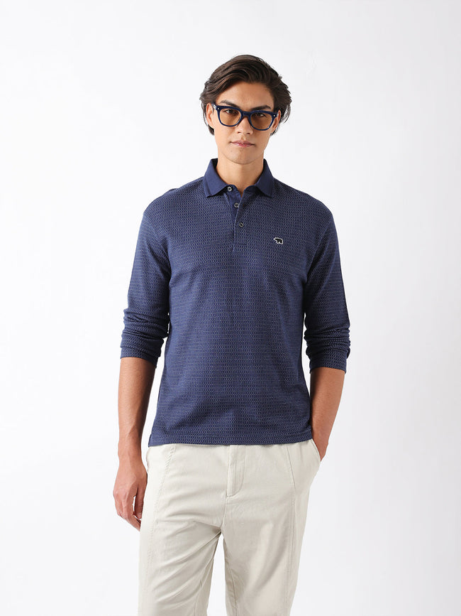 Men Blue Cotton Printed T-Shirt