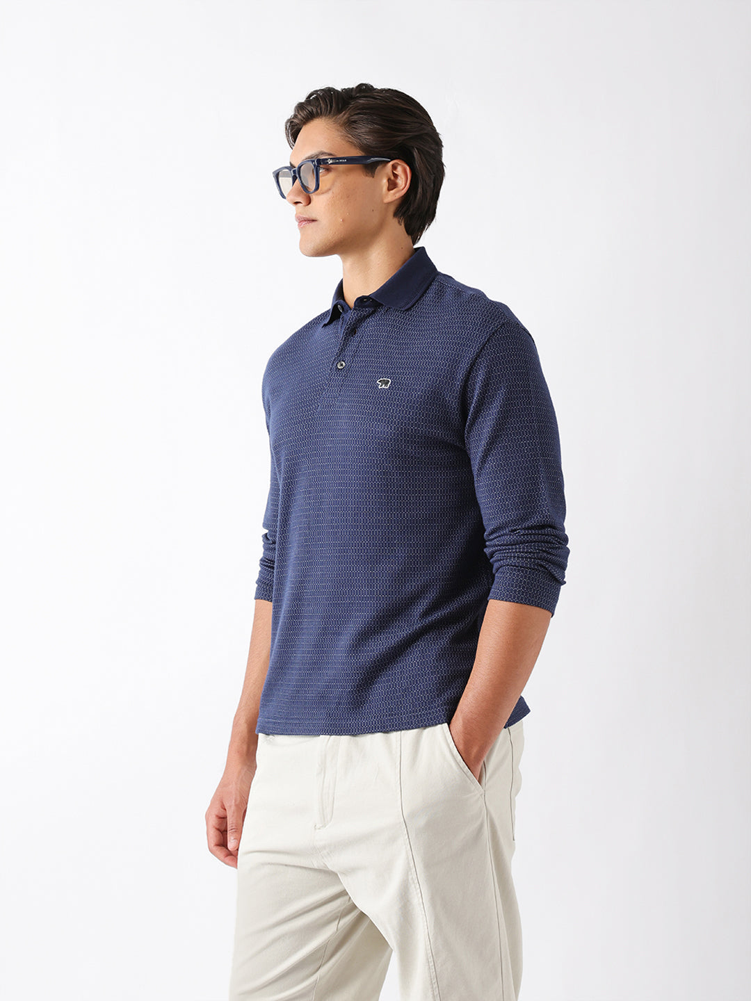 Men Blue Cotton Printed T-Shirt