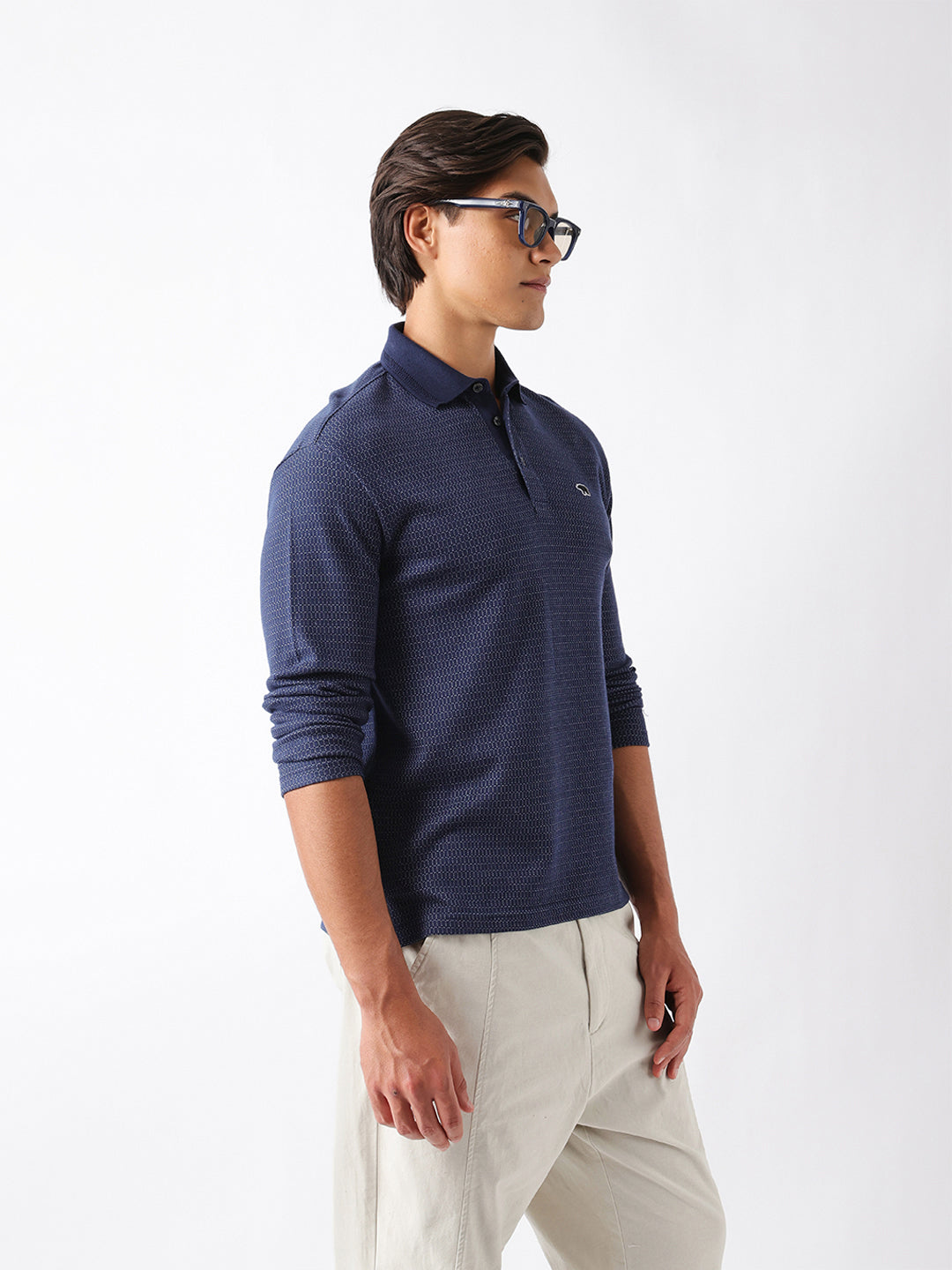 Men Blue Cotton Printed T-Shirt