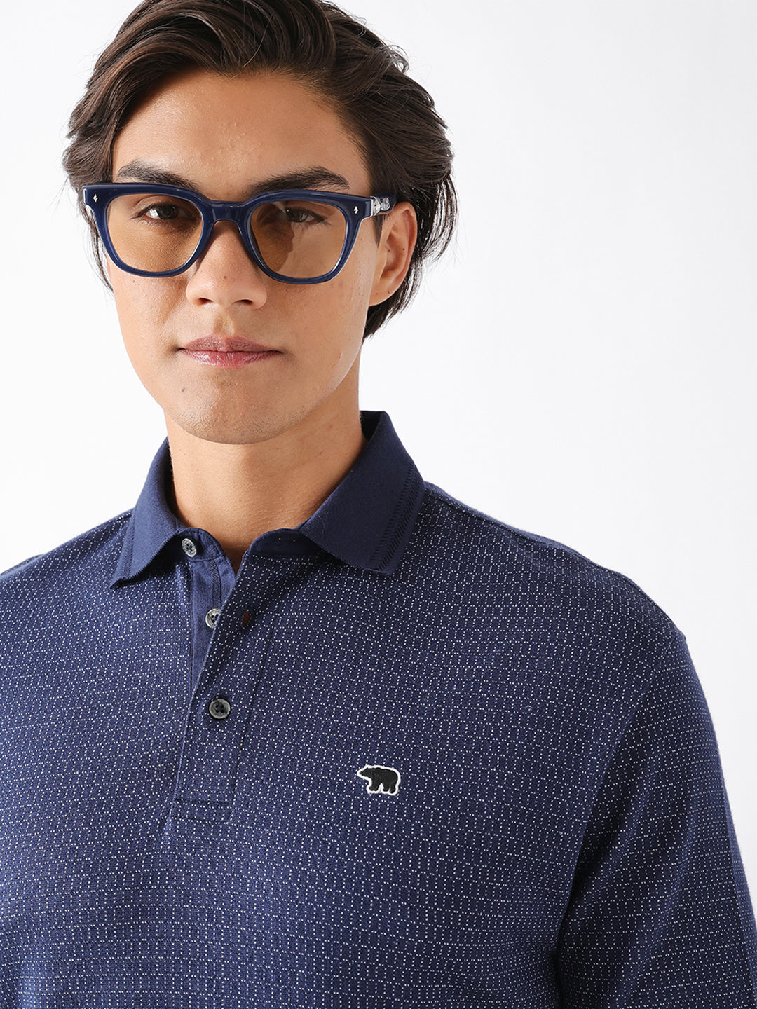 Men Blue Cotton Printed T-Shirt