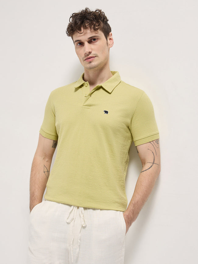 Men Green Slim Fit Polo