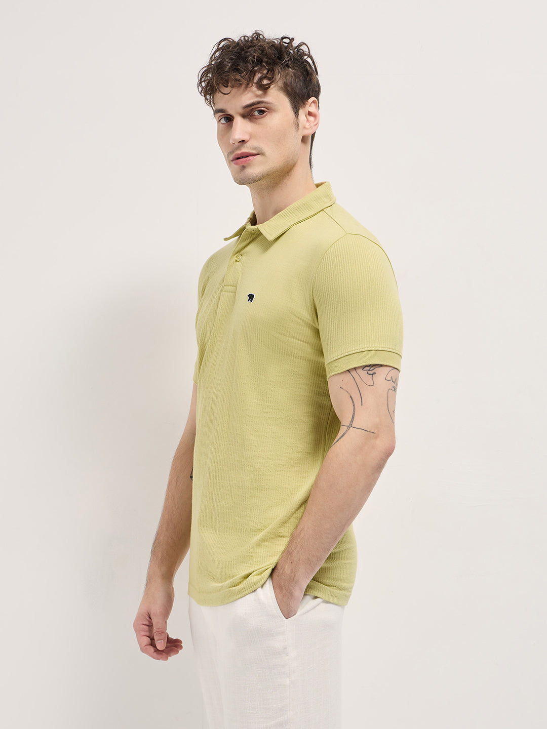 Men Green Slim Fit Polo