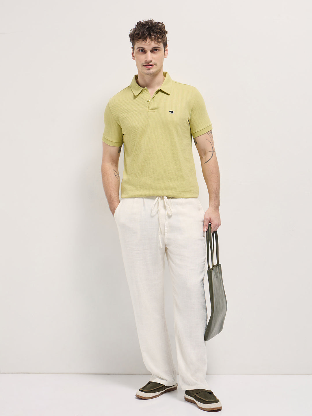 Men Green Slim Fit Polo