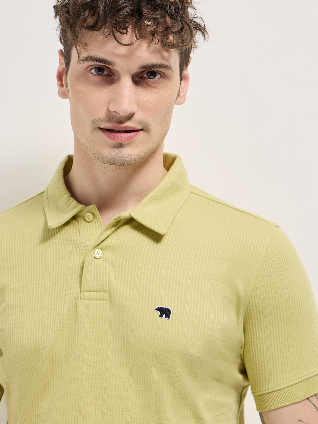 Men Green Slim Fit Polo