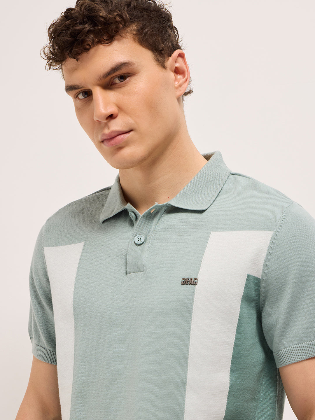 Men Multicolor Regular Fit Colorblock Flat Knit Polo