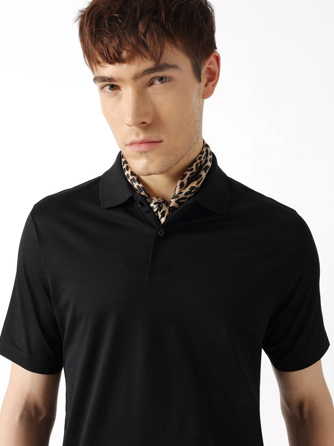 Men Black Solid Polo