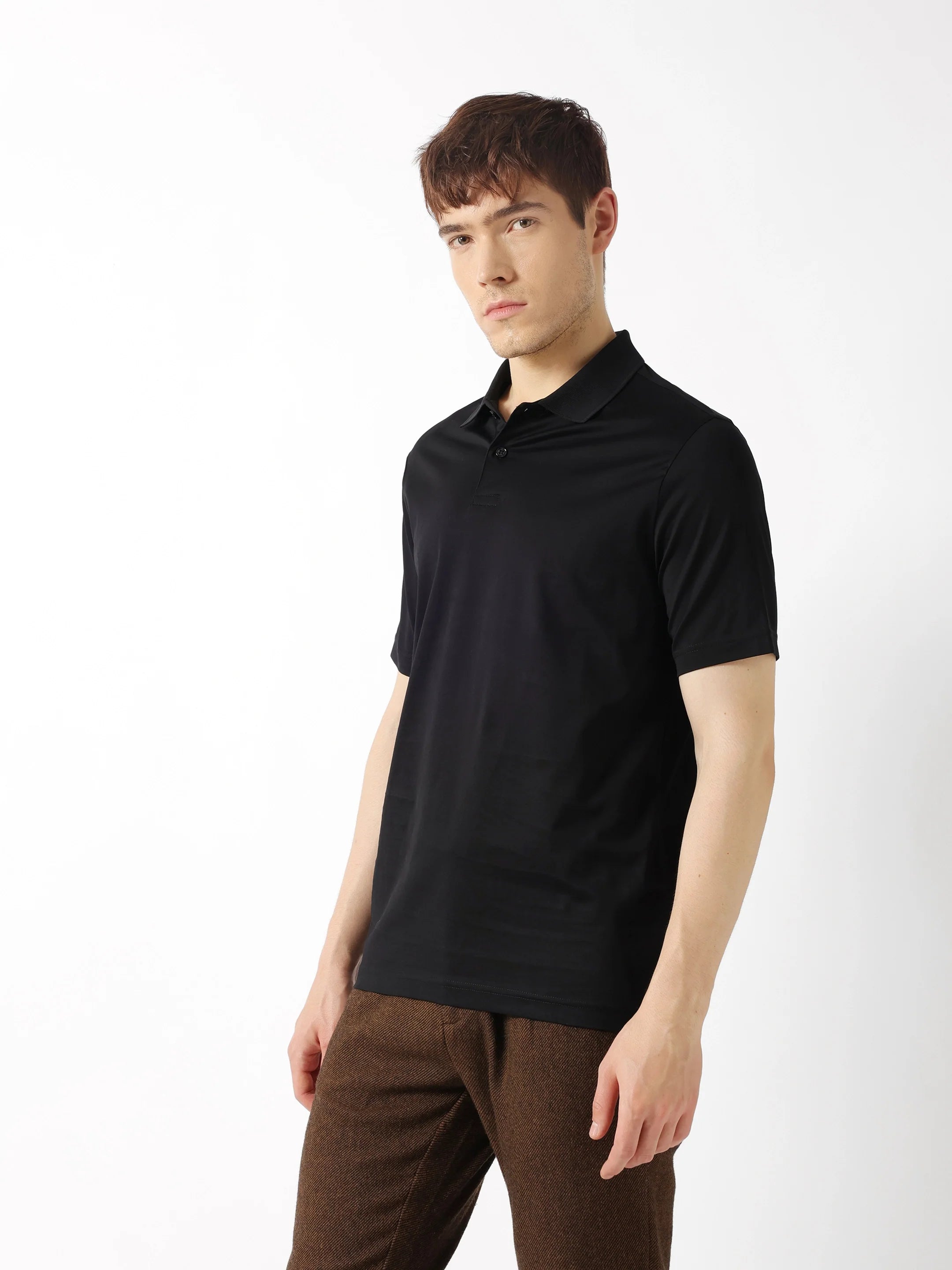 Men Black Solid Polo