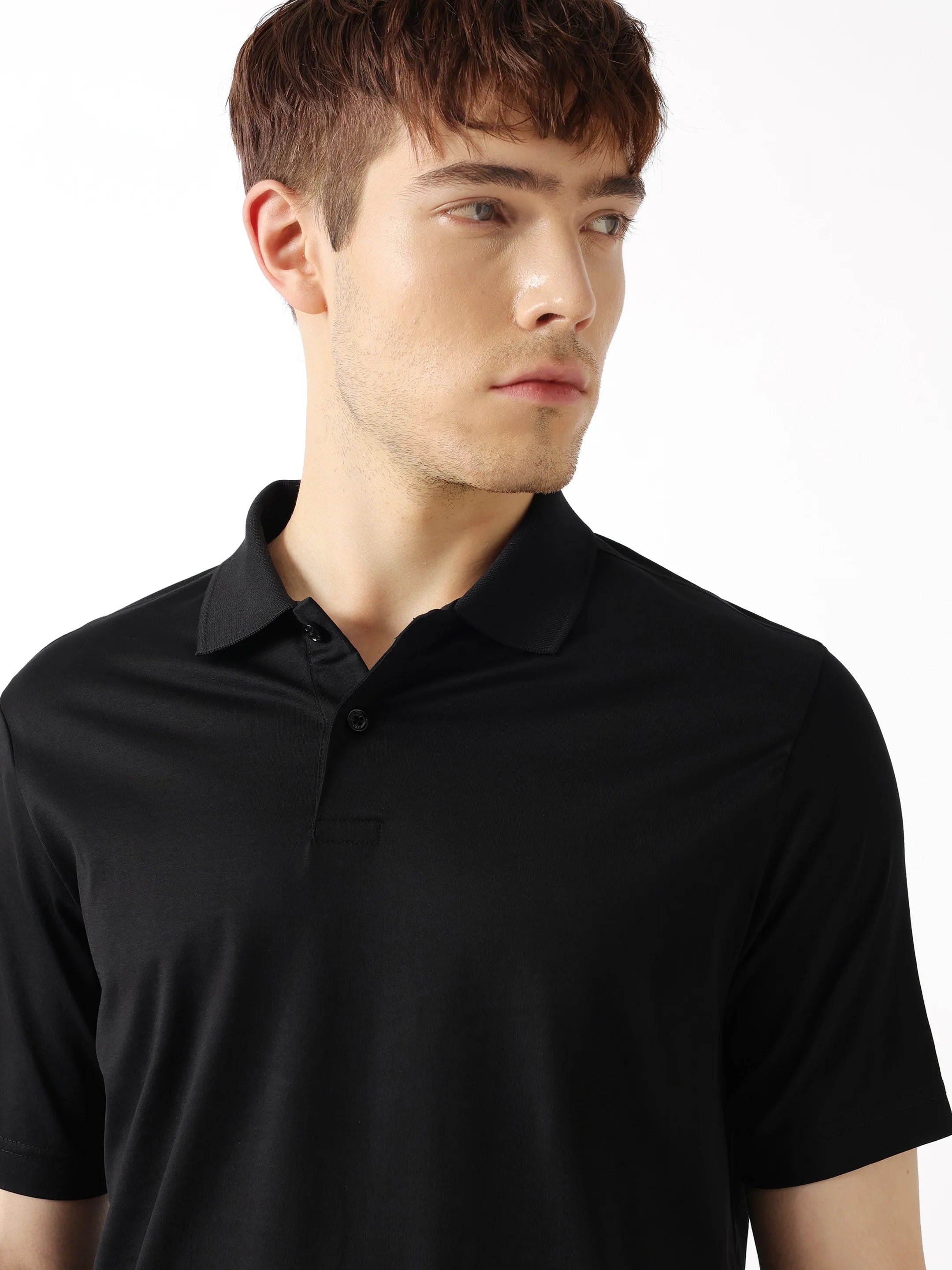 Men Black Solid Polo