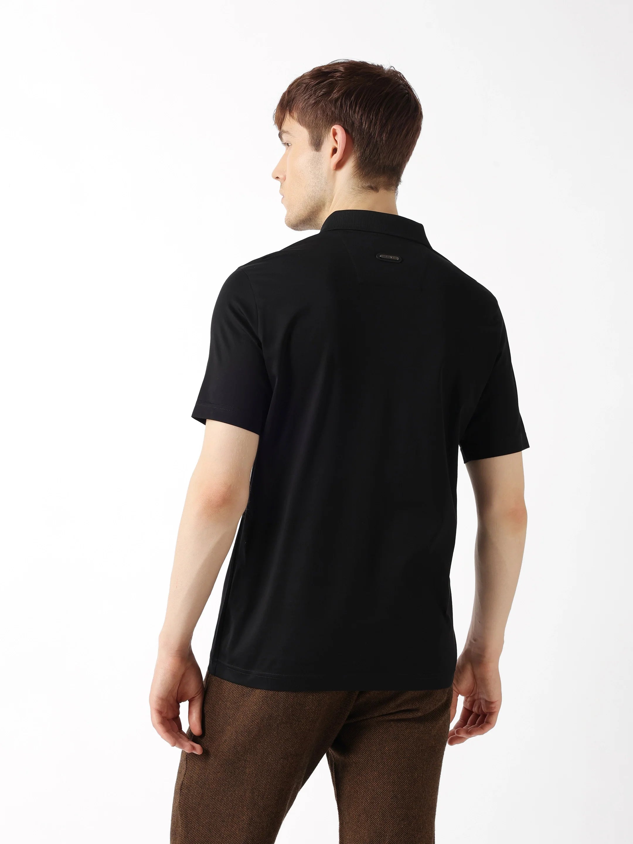 Men Black Solid Polo