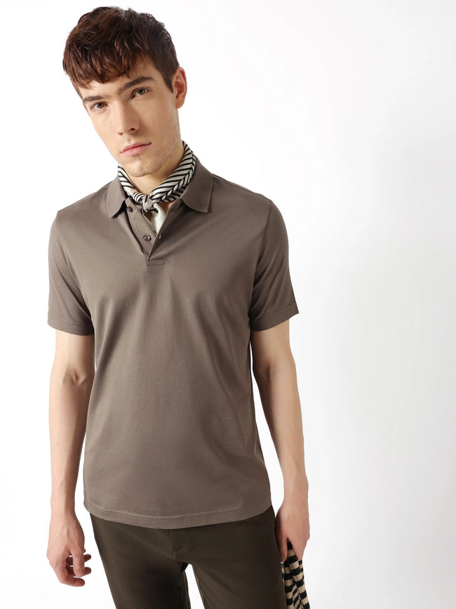 Men Grey Solid Polo