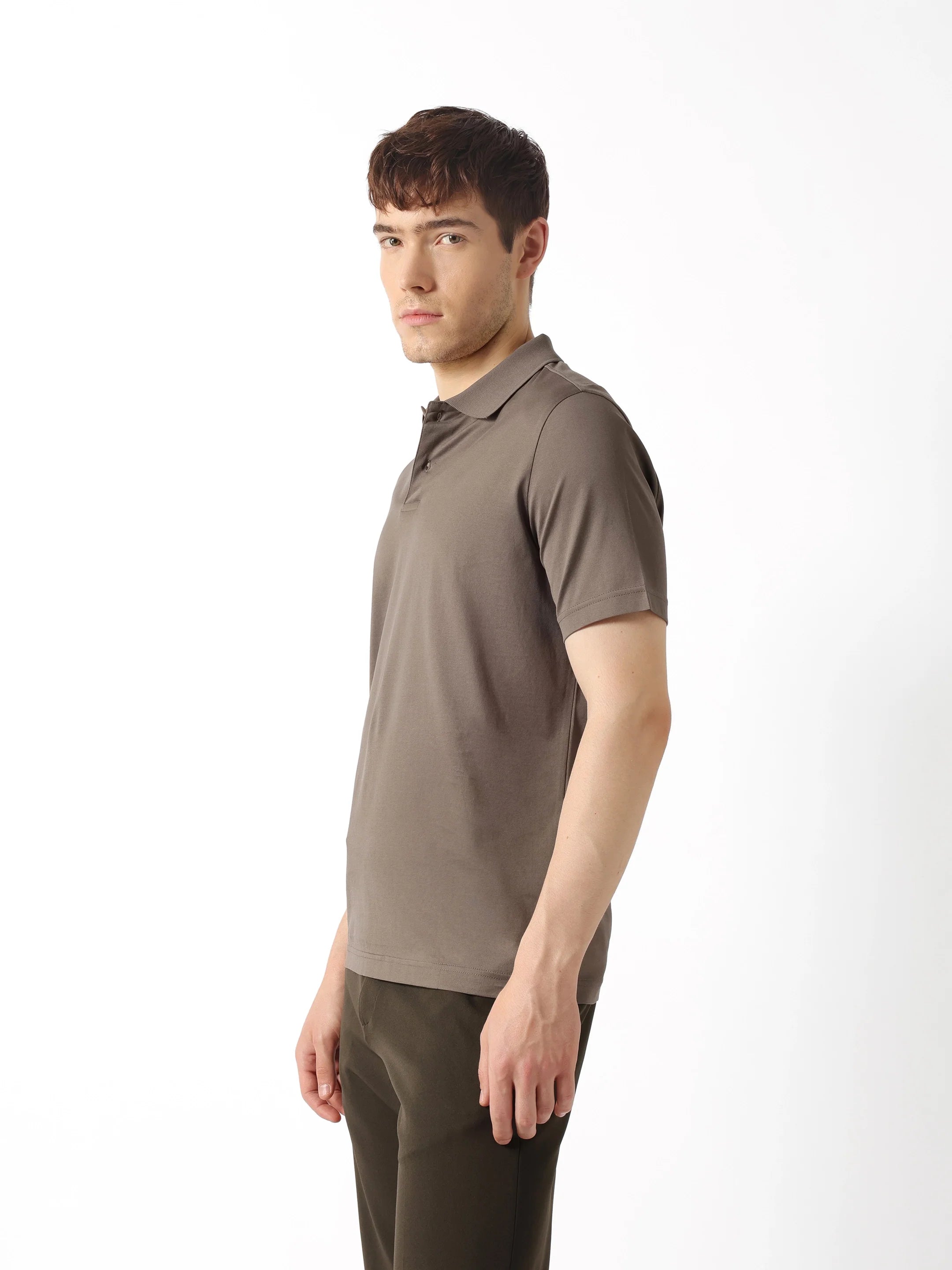 Men Grey Solid Polo