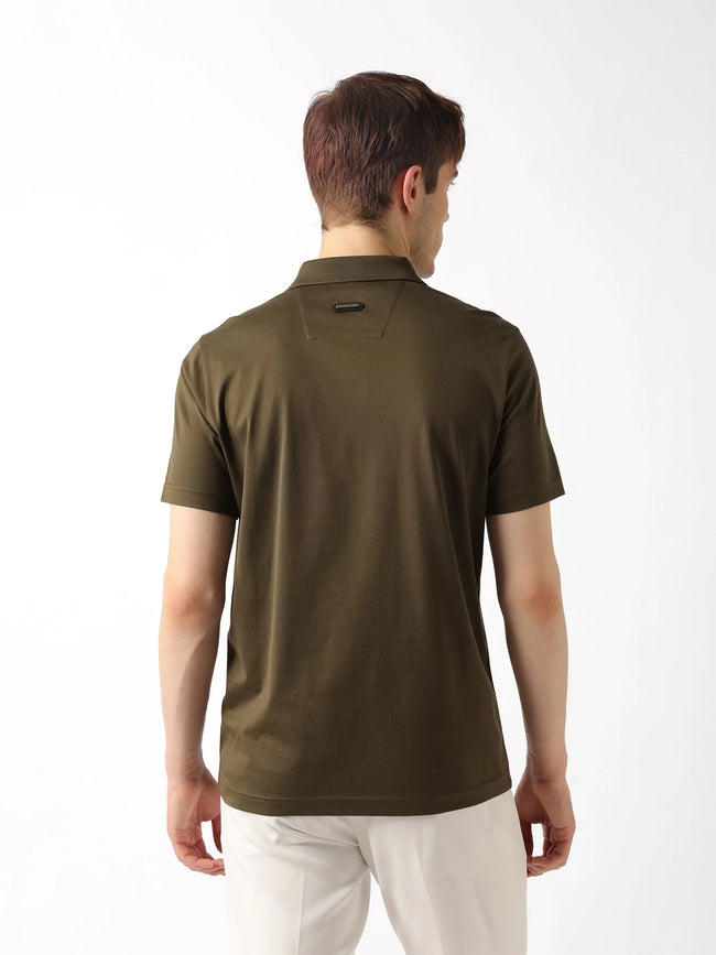 Men Olive Solid Polo