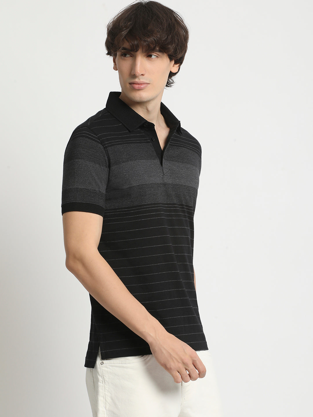 Men  Striped Slim Fit Polo T-Shirt