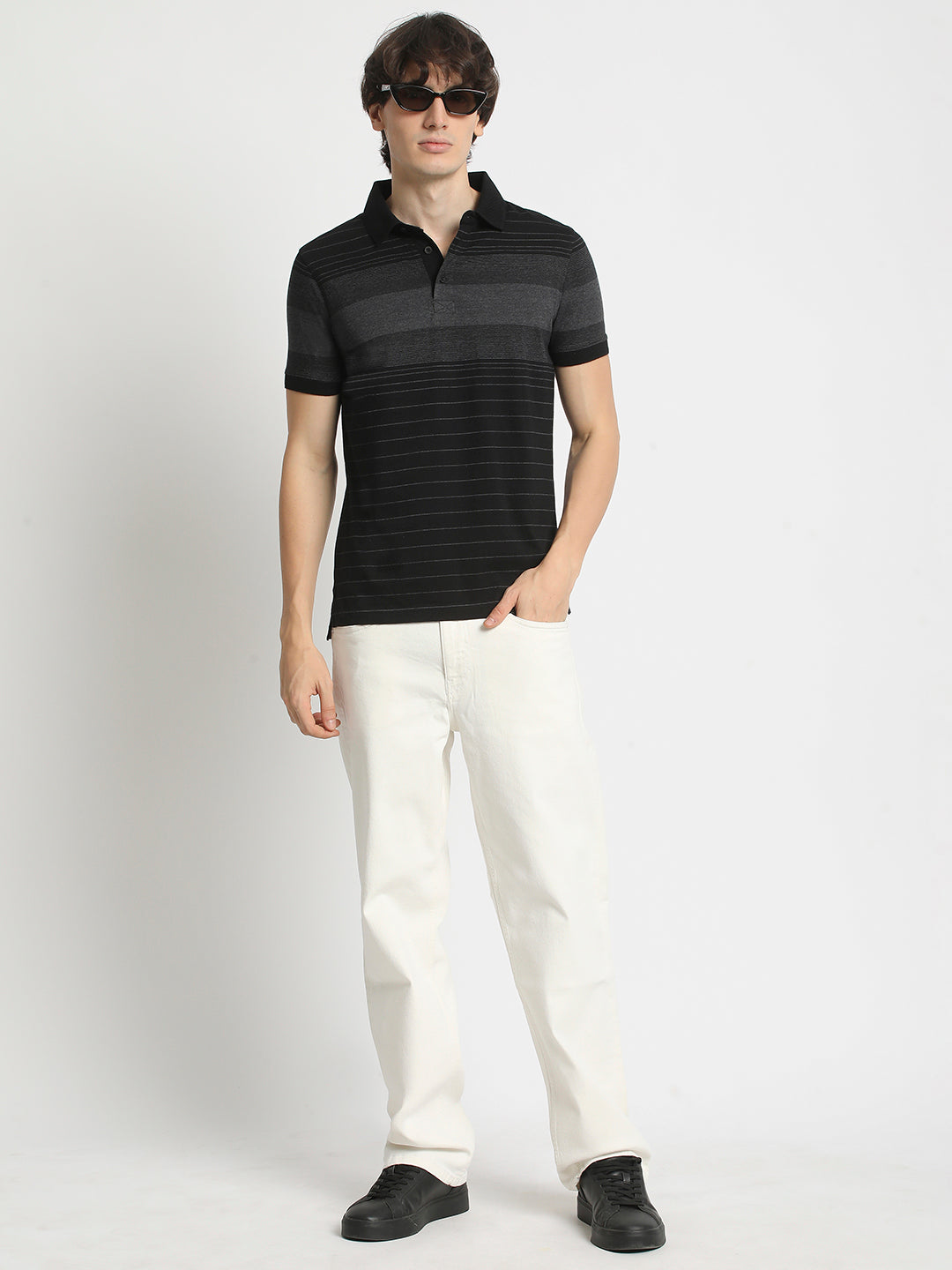 Men  Striped Slim Fit Polo T-Shirt