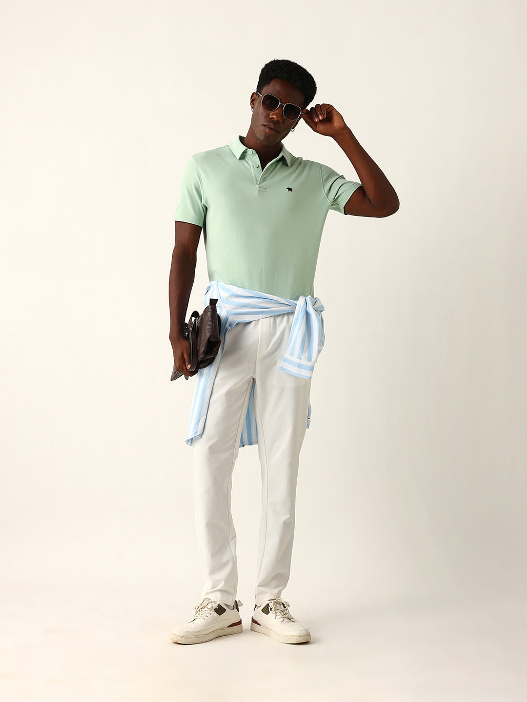 Men Green Solid Cotton T-Shirt