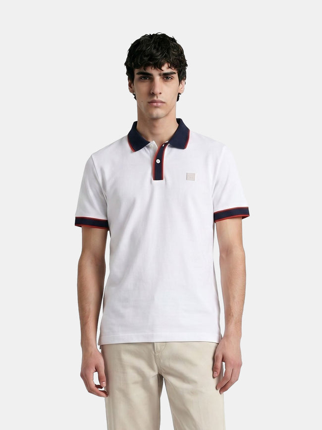 Men White Solid Cotton Polo T-Shirt
