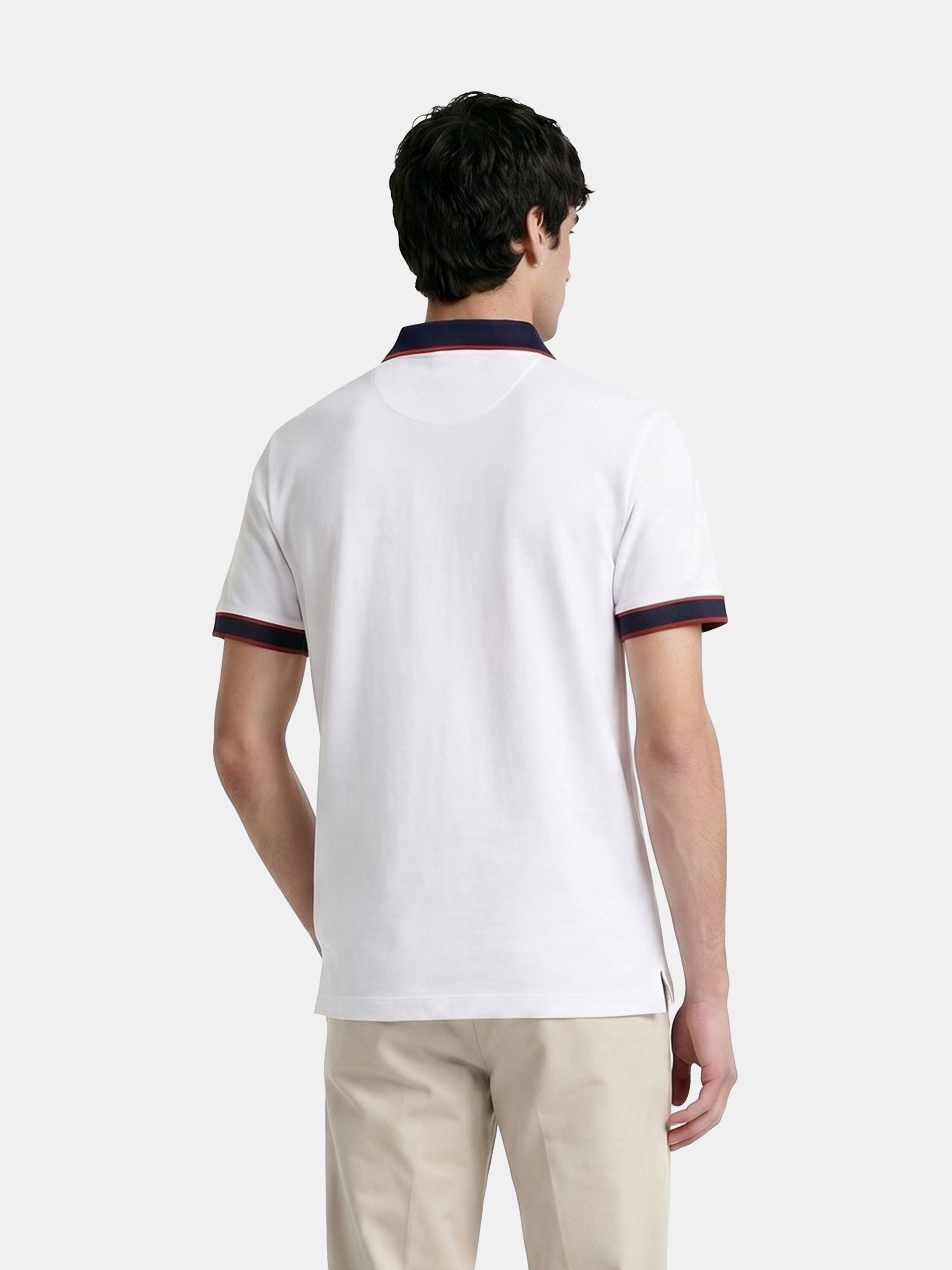 Men White Solid Cotton Polo T-Shirt