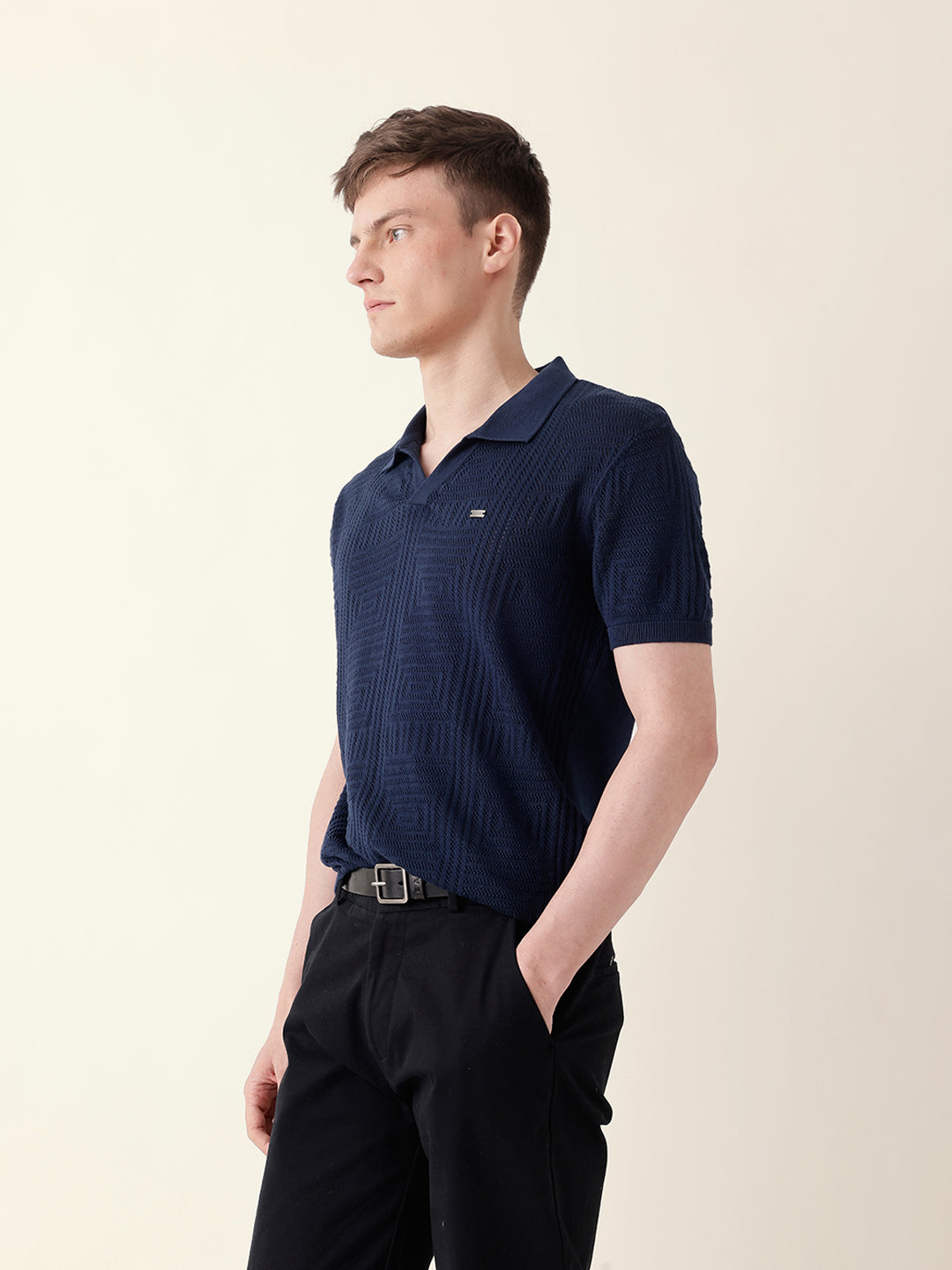 Men Blue Half Sleeve Polo T-Shirt