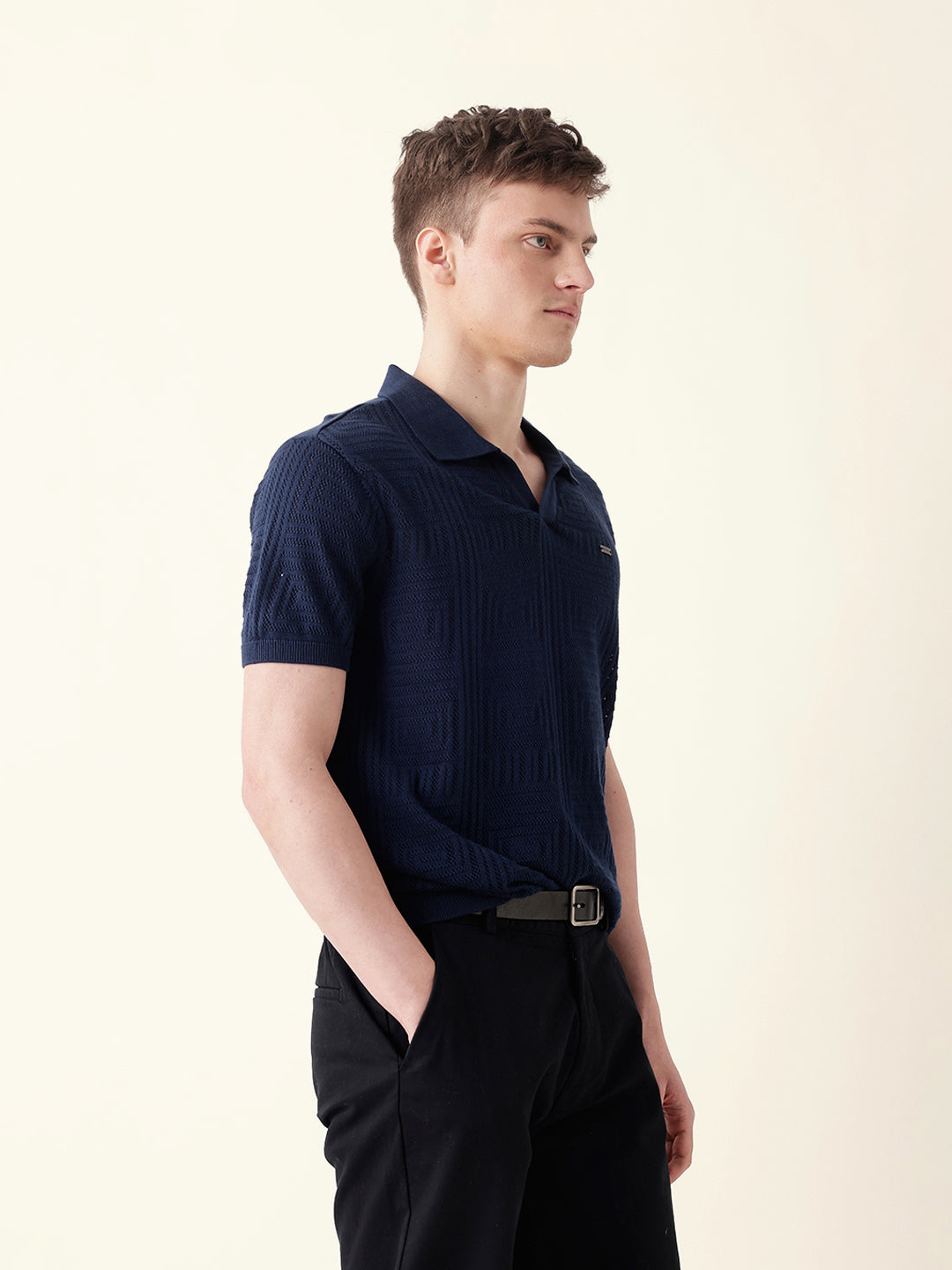 Men Blue Half Sleeve Polo T-Shirt