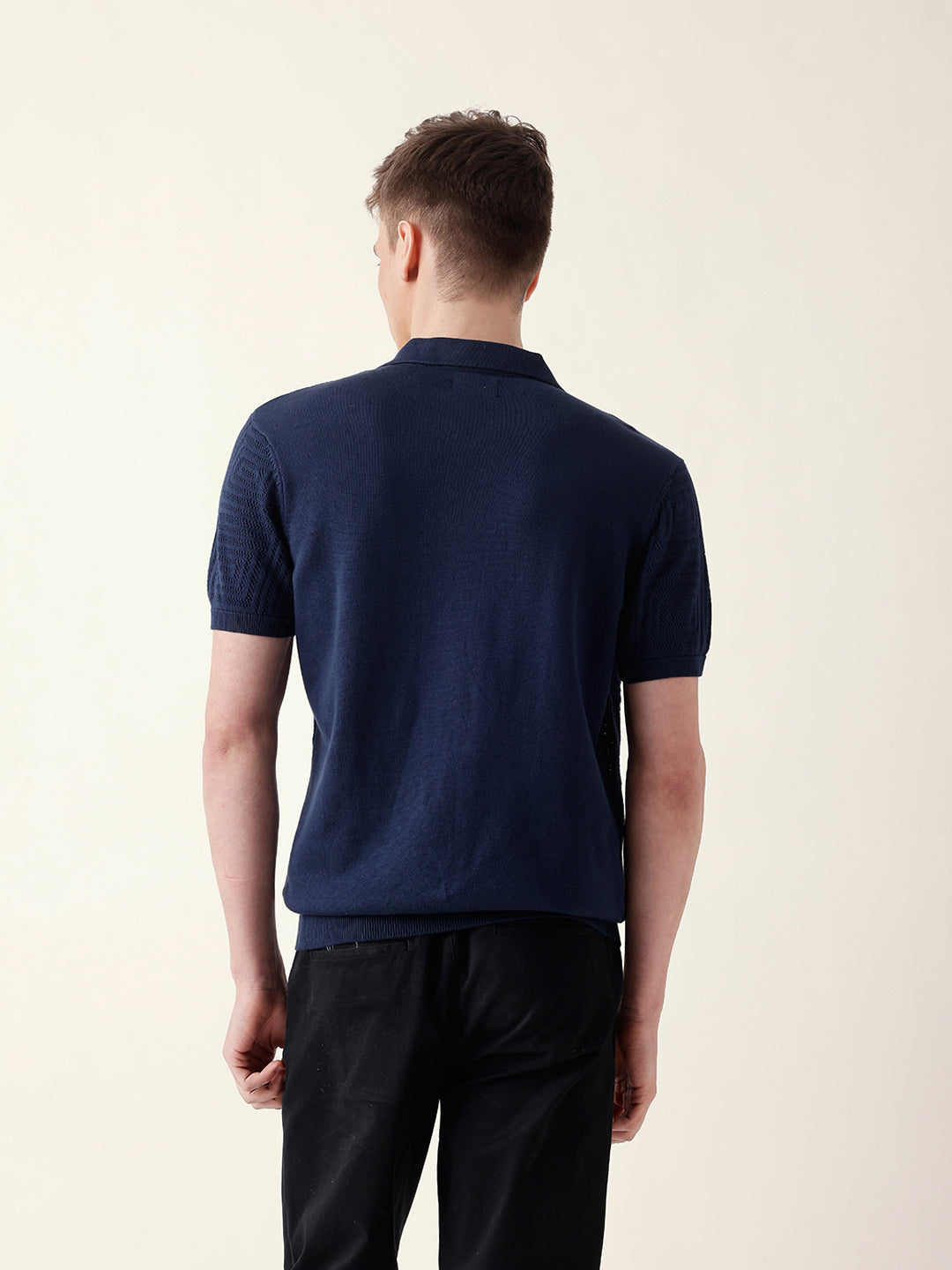 Men Blue Half Sleeve Polo T-Shirt