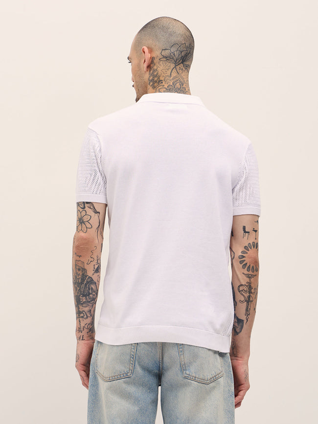 Men White Slim Fit Polo