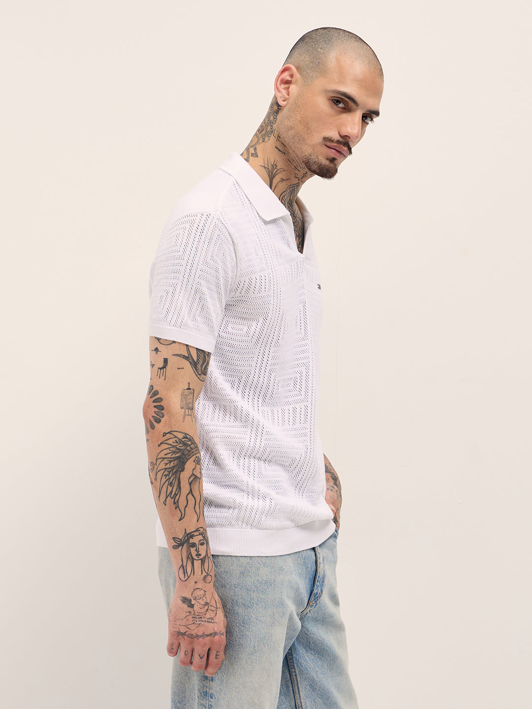 Men White Slim Fit Polo