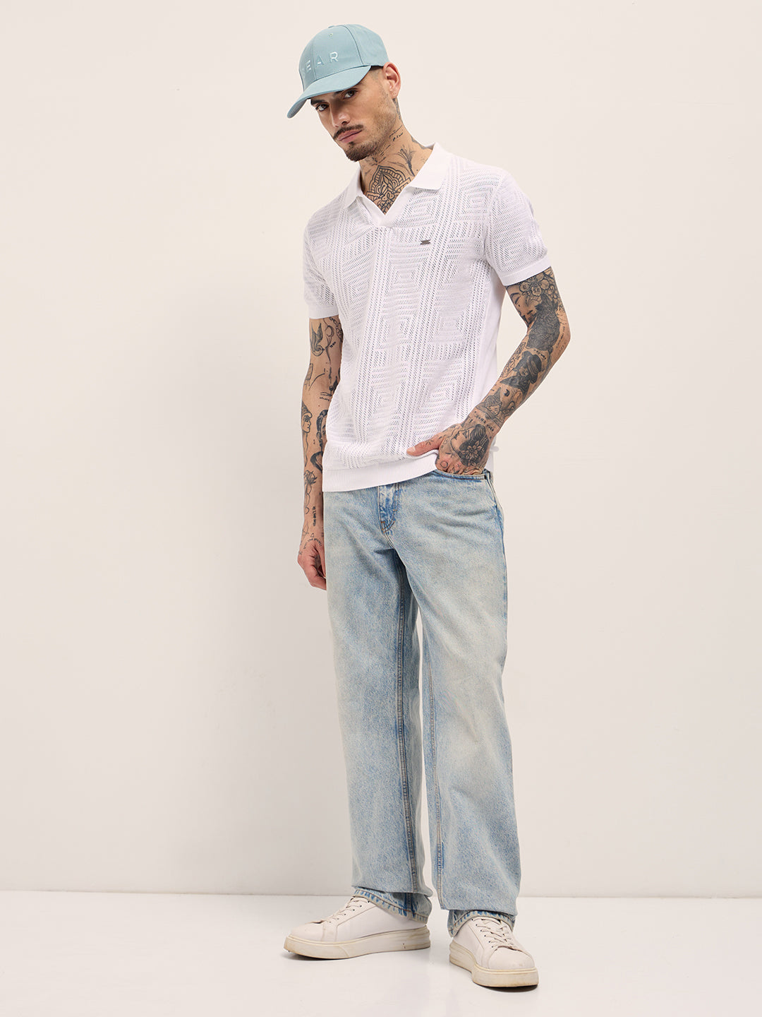 Men White Slim Fit Polo