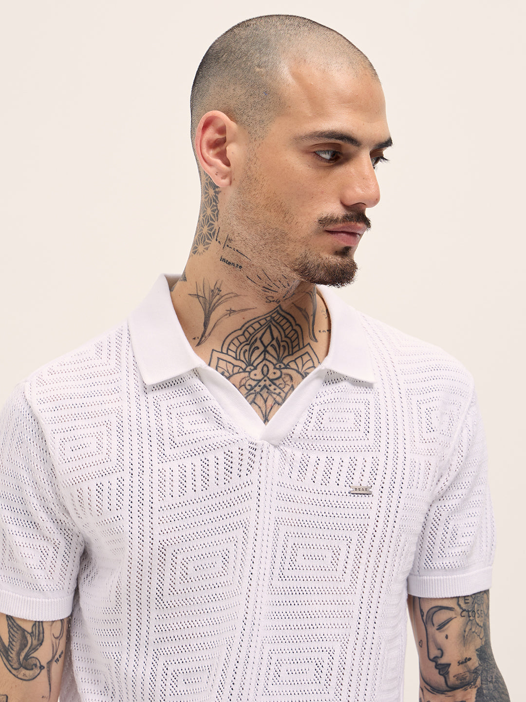 Men White Slim Fit Polo