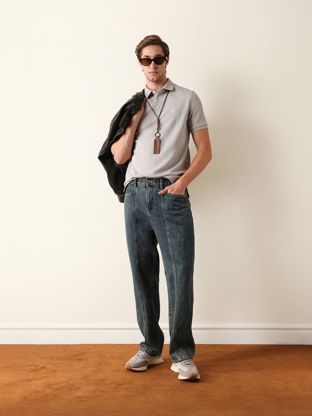 Men Grey Solid Cotton T-Shirt