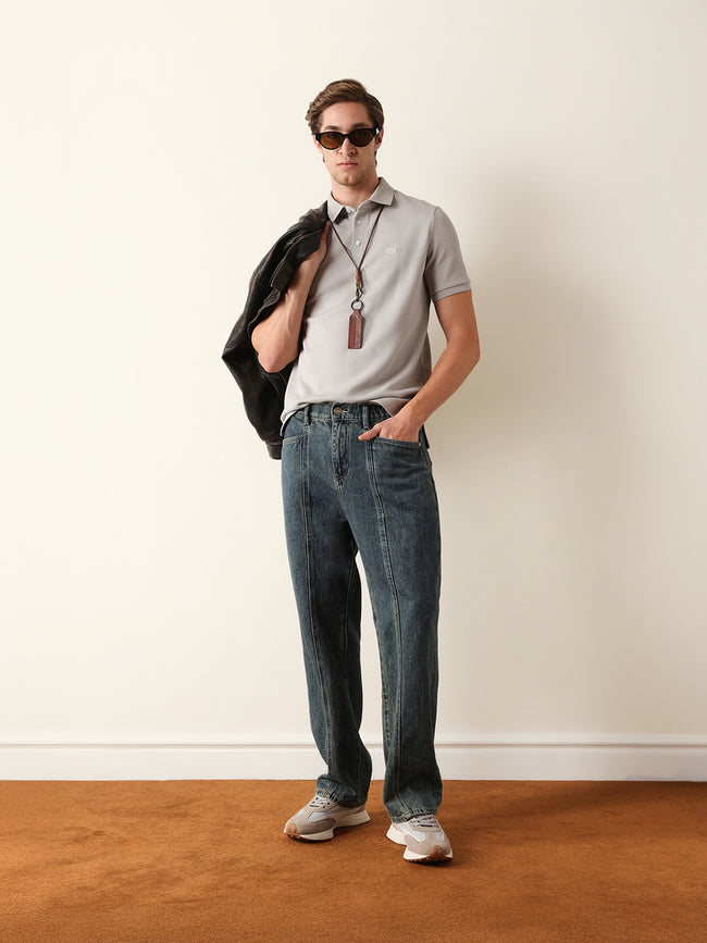 Men Grey Solid Cotton T-Shirt