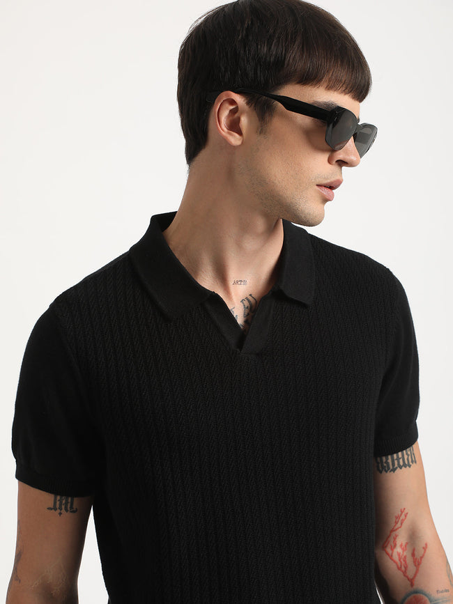 Men Black Polo T-Shirt