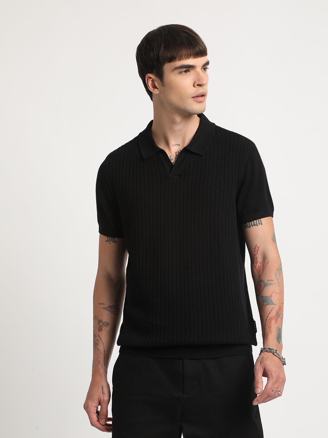 Men Black Polo T-Shirt